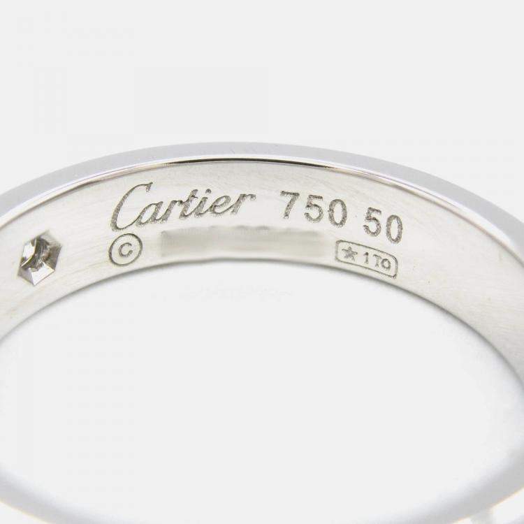 Pre Owned Cartier Love 18K White Gold and Diamond Band Ring EU 50