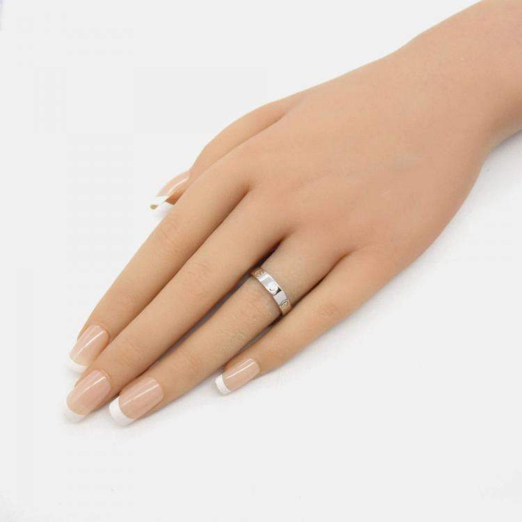Pre Owned Cartier Love 18K White Gold and Diamond Band Ring EU 50