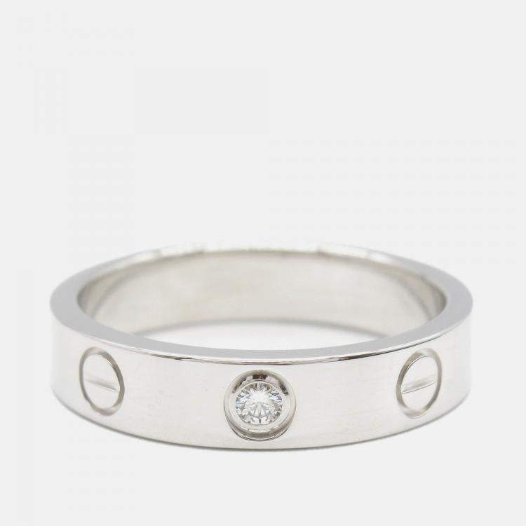 Pre Owned Cartier Love 18K White Gold and Diamond Band Ring EU 50