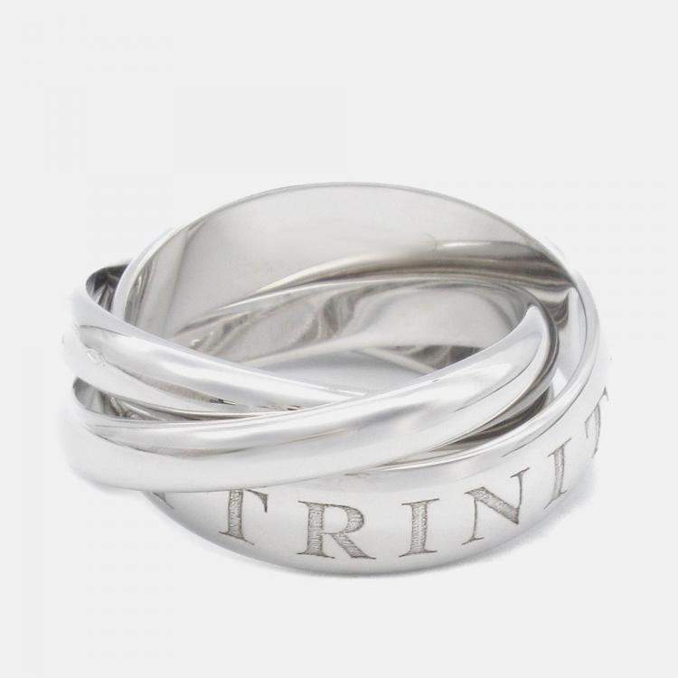 Pre Owned Cartier Trinity 18K White Gold Band Ring EU 50