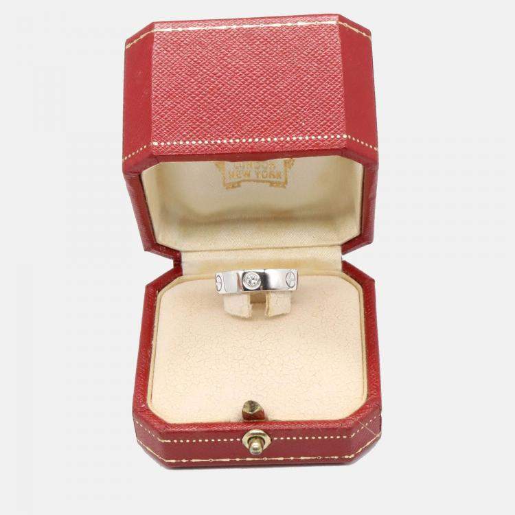 Pre Owned Cartier Love 18K White Gold and Diamond Band Ring EU 53