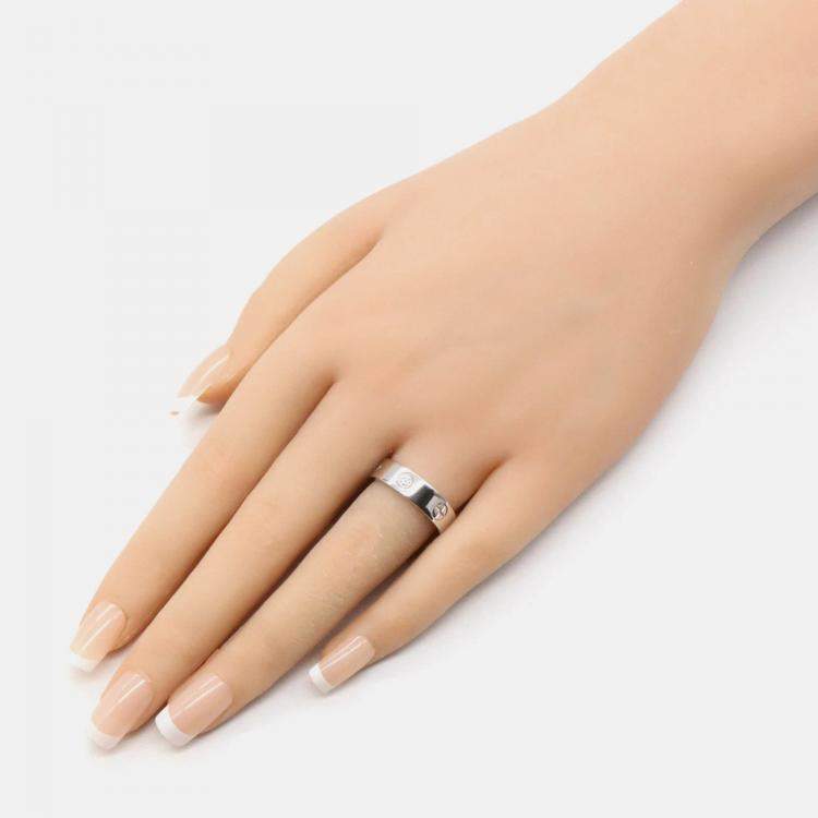 Pre Owned Cartier Love 18K White Gold and Diamond Band Ring EU 53