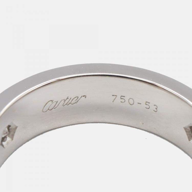 Pre Owned Cartier Love 18K White Gold and Diamond Band Ring EU 53