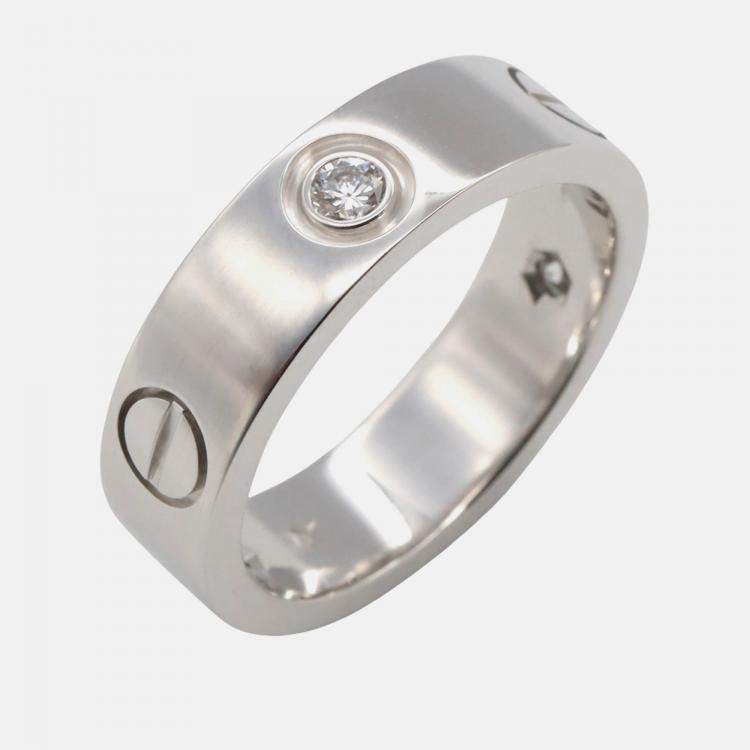 Pre Owned Cartier Love 18K White Gold and Diamond Band Ring EU 53