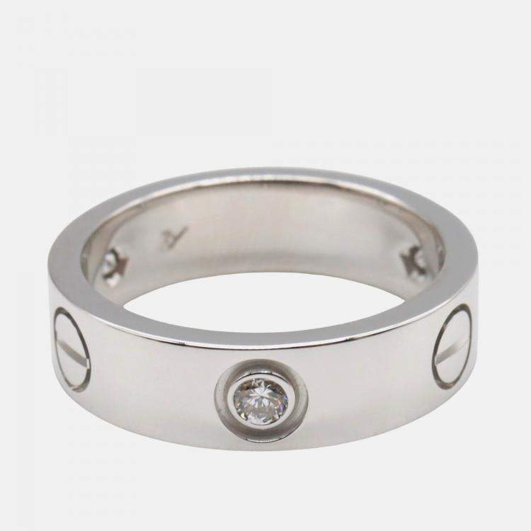 Pre Owned Cartier Love 18K White Gold and Diamond Band Ring EU 53
