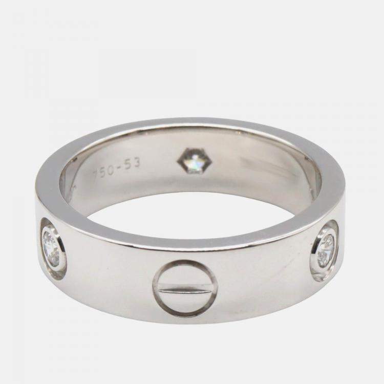 Pre Owned Cartier Love 18K White Gold and Diamond Band Ring EU 53