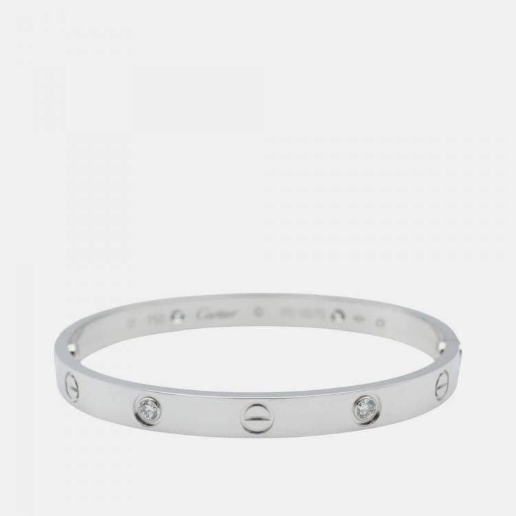 Pre Owned Cartier Love 18K White Gold, Diamond Bangle Bracelet