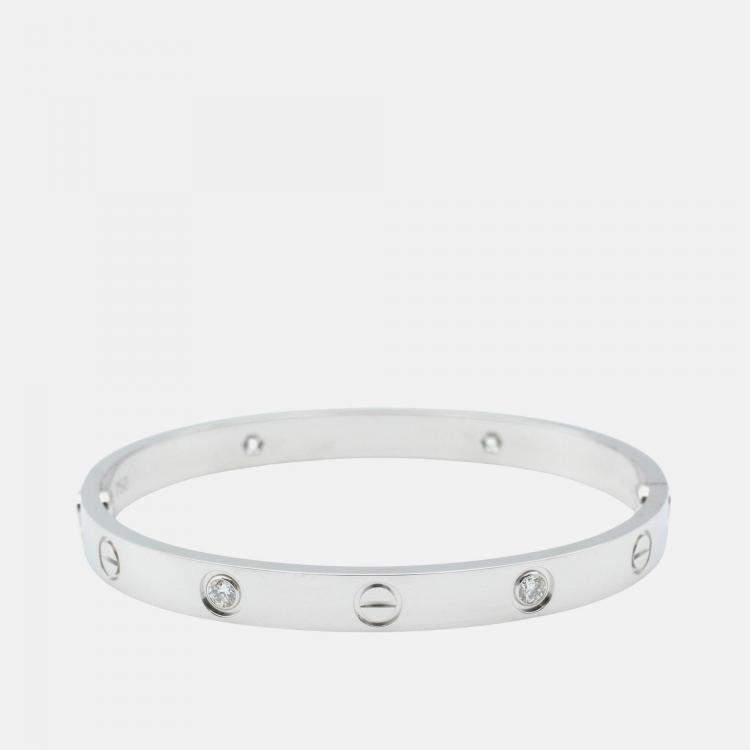 Pre Owned Cartier Love 18K White Gold, Diamond Bangle Bracelet