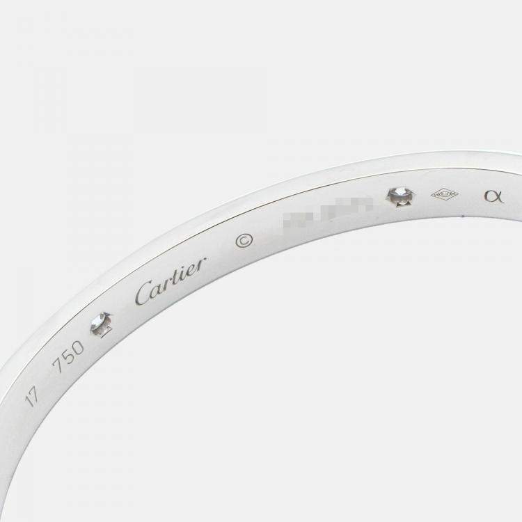 Pre Owned Cartier Love 18K White Gold, Diamond Bangle Bracelet