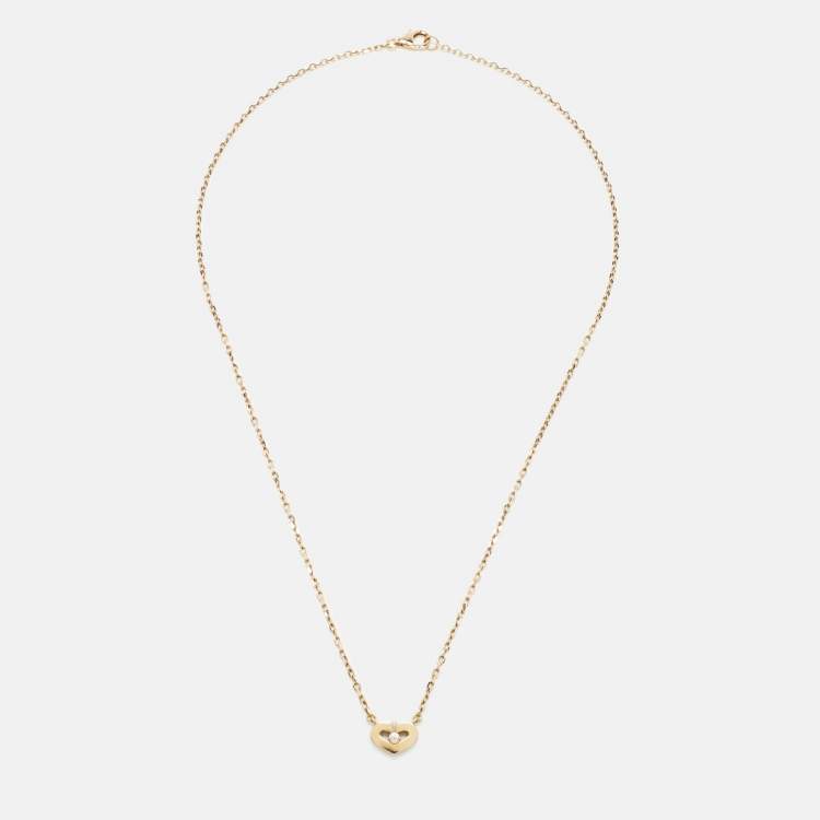 Pre Owned Cartier Heart C de Cartier Diamond 18k Rose Gold Necklace