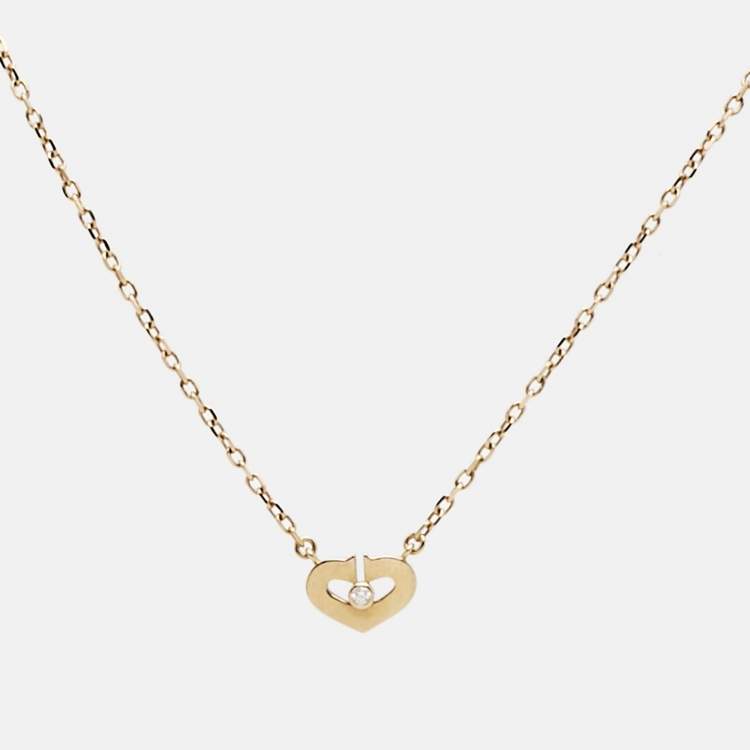 Pre Owned Cartier Heart C de Cartier Diamond 18k Rose Gold Necklace