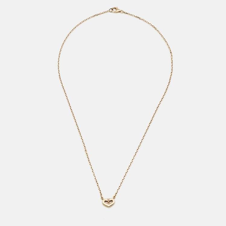Pre Owned Cartier Heart C de Cartier Diamond 18k Rose Gold Necklace