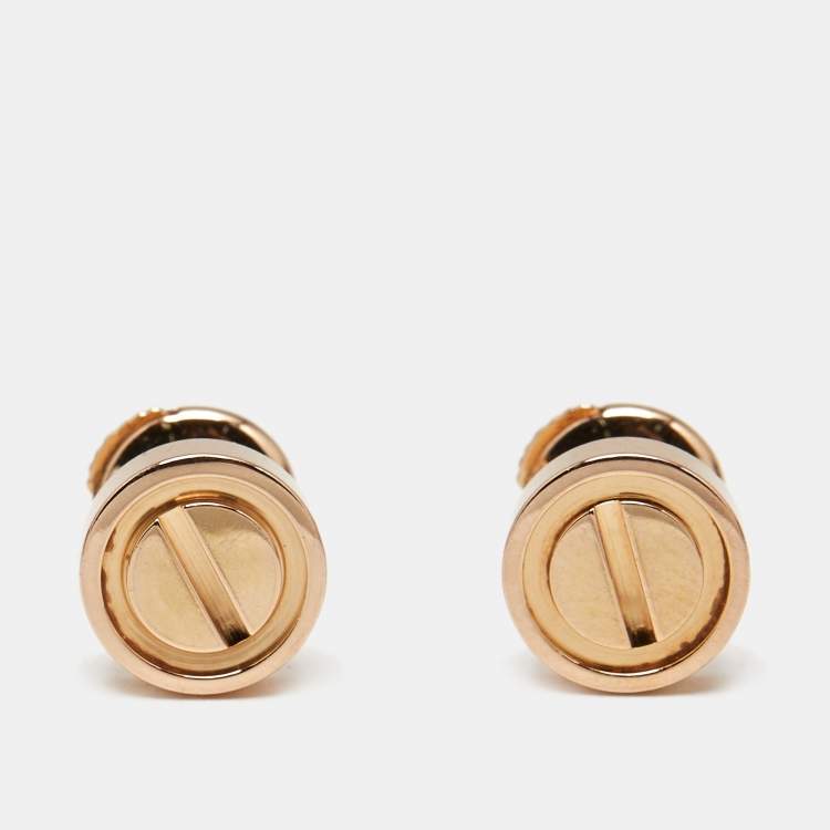 Pre Owned Cartier Love Screw Motif 18k Rose Gold Stud Earrings