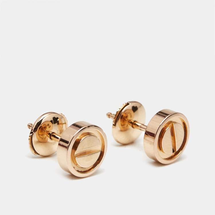 Pre Owned Cartier Love Screw Motif 18k Rose Gold Stud Earrings