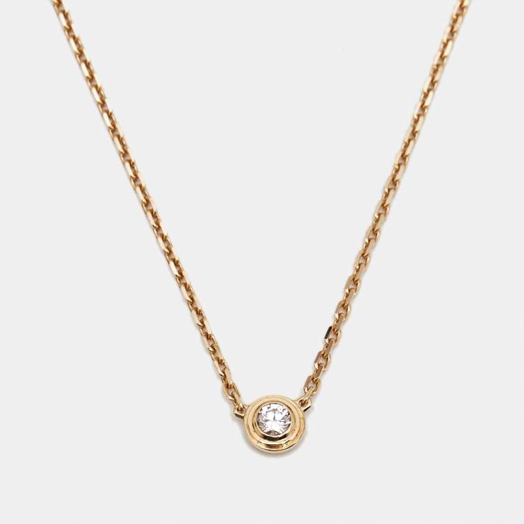 Pre Owned Cartier D'amour Diamond 18k Yellow Gold Mini Model Necklace