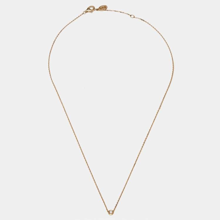 Pre Owned Cartier D'amour Diamond 18k Yellow Gold Mini Model Necklace