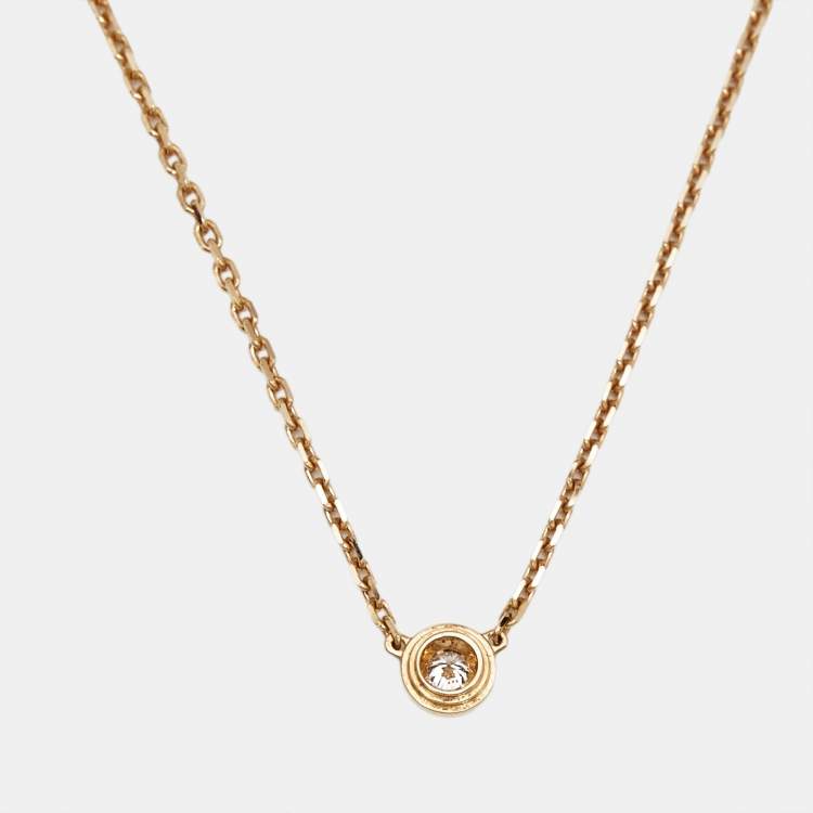Pre Owned Cartier D'amour Diamond 18k Yellow Gold Mini Model Necklace
