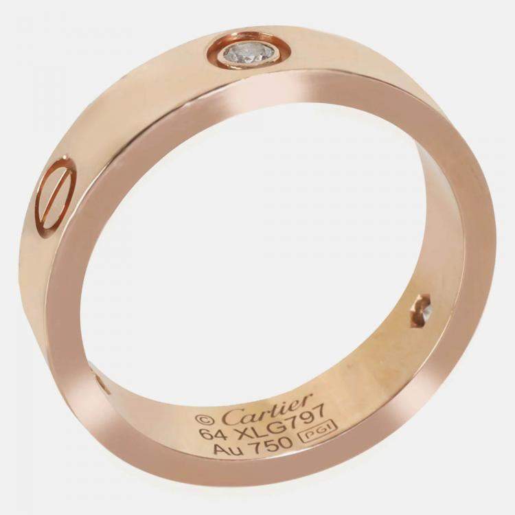 Pre Owned Cartier Love 18K Rose Gold Diamond Ring EU 64