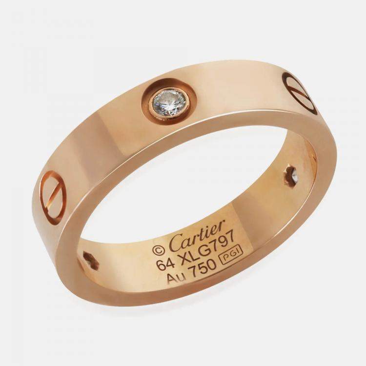 Pre Owned Cartier Love 18K Rose Gold Diamond Ring EU 64