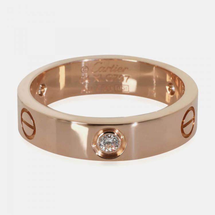 Pre Owned Cartier Love 18K Rose Gold Diamond Ring EU 64