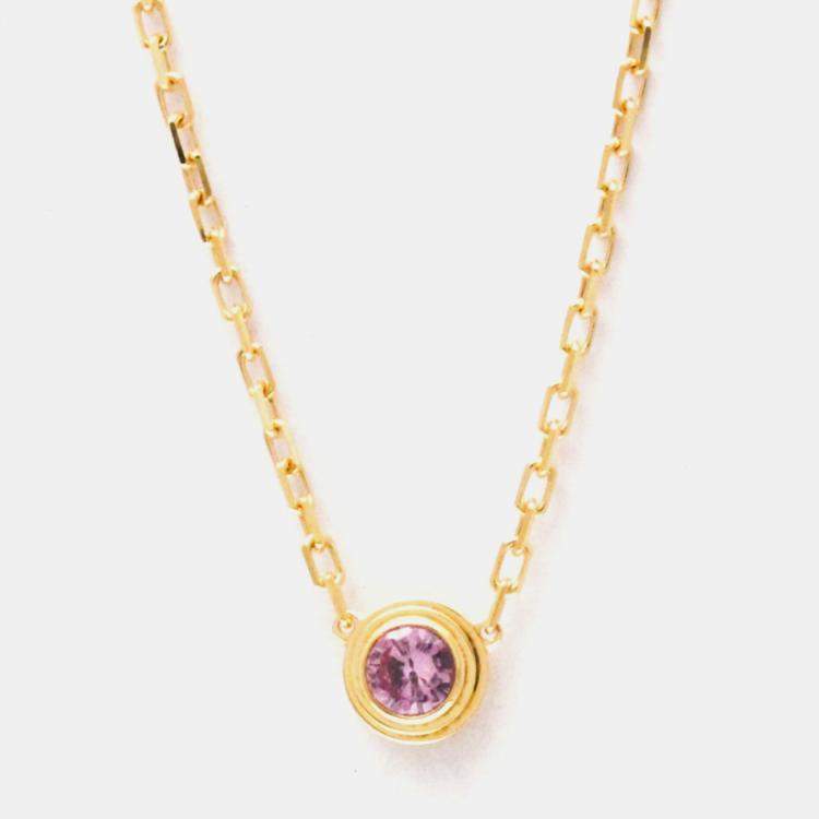 Pre Owned Cartier D'amour 18K Rose Gold and Sapphire Pendant Necklace