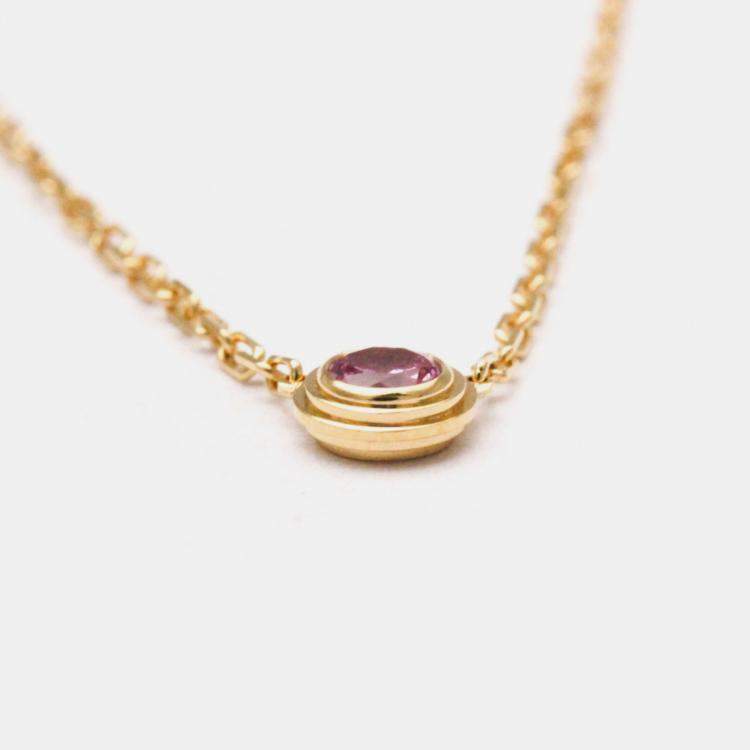 Pre Owned Cartier D'amour 18K Rose Gold and Sapphire Pendant Necklace