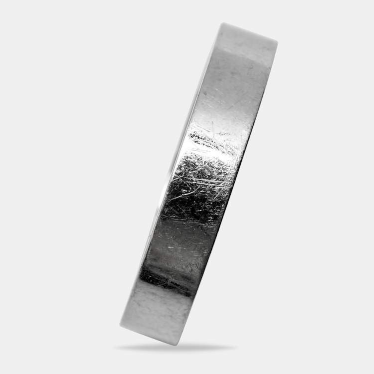 Pre Owned Cartier C de Cartier Diamond Platinum Wedding Band Ring Size 57