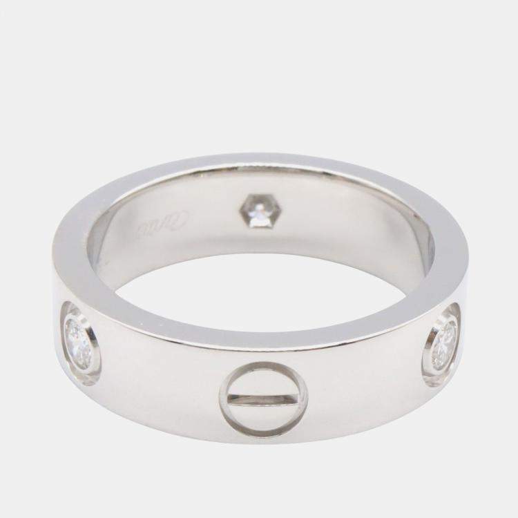 Pre Owned Cartier Love 18K White Gold and Diamond Band Ring EU 53