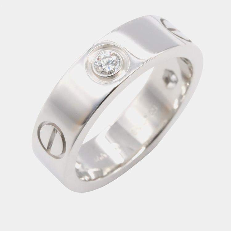 Pre Owned Cartier Love 18K White Gold and Diamond Band Ring EU 53