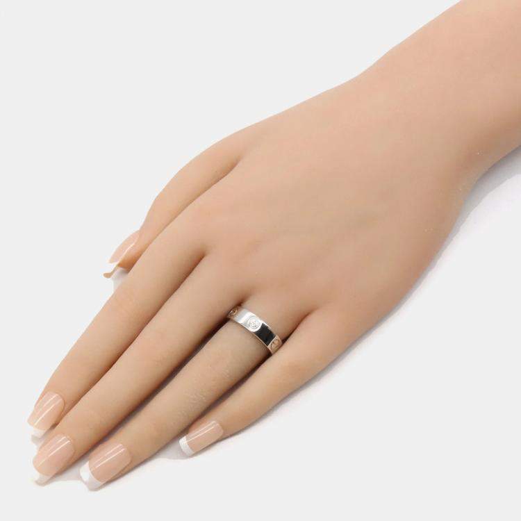Pre Owned Cartier Love 18K White Gold and Diamond Band Ring EU 53