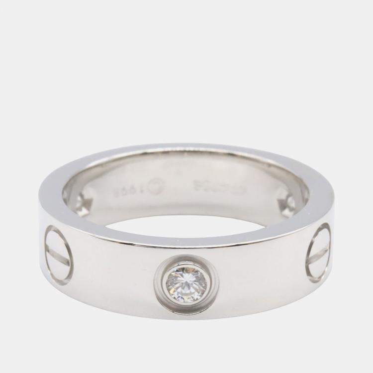 Pre Owned Cartier Love 18K White Gold and Diamond Band Ring EU 53