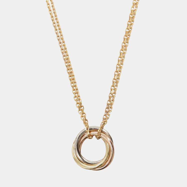 Pre Owned Cartier Trinity 18K Yellow, Rose, White Gold Necklace