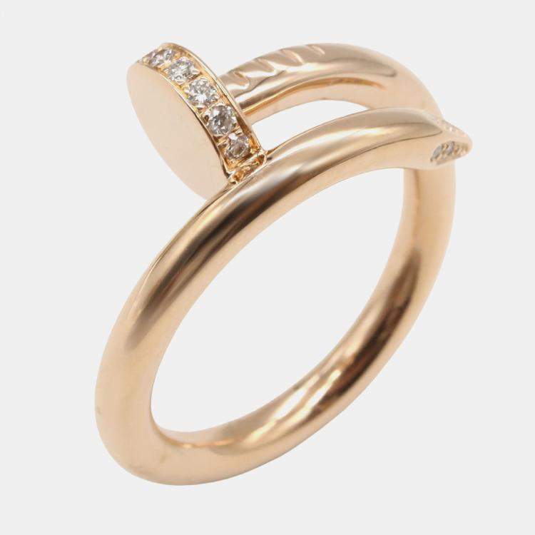 Pre Owned Cartier Juste Un Clou Diamond 18K Rose Gold Ring EU 53
