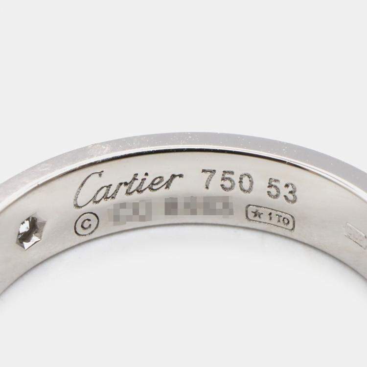 Pre Owned Cartier Love 18K White Gold Diamond Ring EU 53