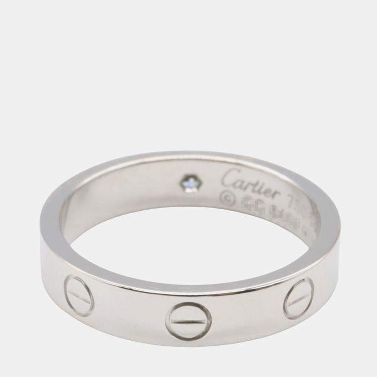 Pre Owned Cartier Love 18K White Gold Diamond Ring EU 53