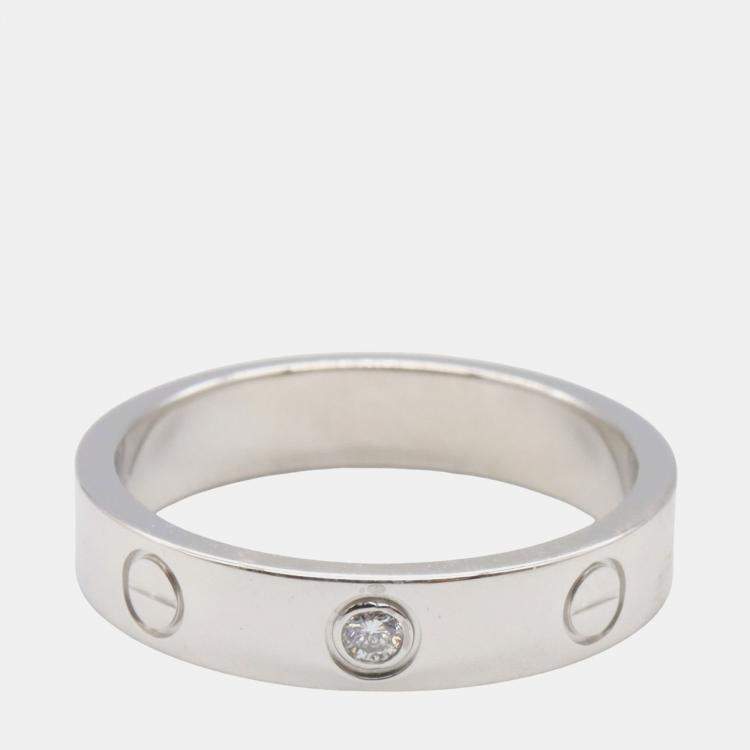 Pre Owned Cartier Love 18K White Gold Diamond Ring EU 53