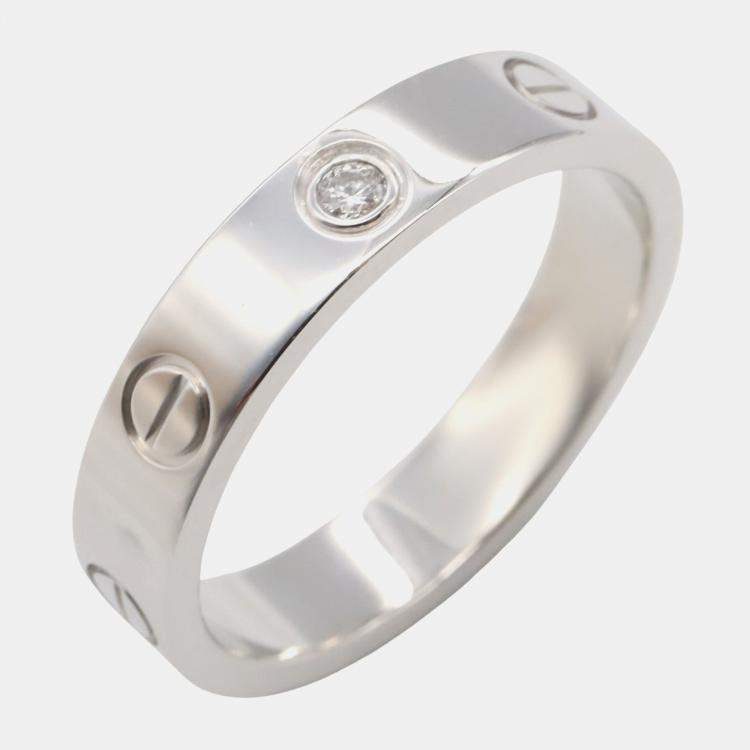 Pre Owned Cartier Love 18K White Gold Diamond Ring EU 53