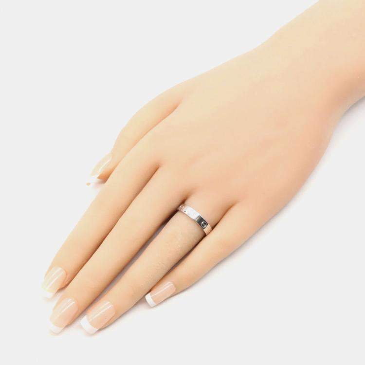 Pre Owned Cartier Love 18K White Gold Diamond Ring EU 53