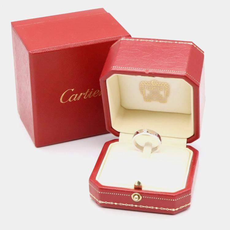 Pre Owned Cartier Love 18K White Gold Diamond Ring EU 53
