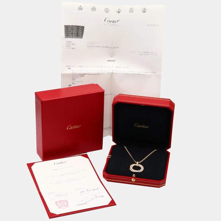 Pre Owned Cartier Trinity De Cartier Large 18K Yellow, White and Rose Gold Diamonds Necklace