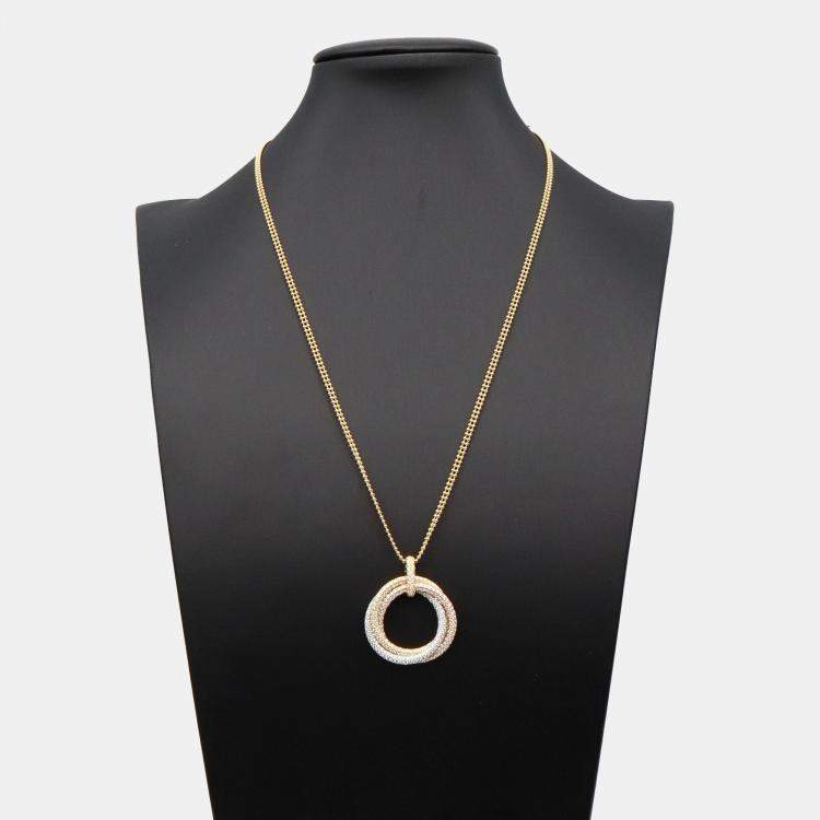 Pre Owned Cartier Trinity De Cartier Large 18K Yellow, White and Rose Gold Diamonds Necklace