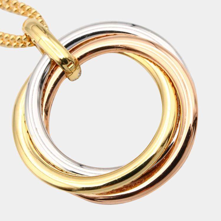Pre Owned Cartier Trinity De Cartier Large 18K Yellow, White and Rose Gold Diamonds Necklace