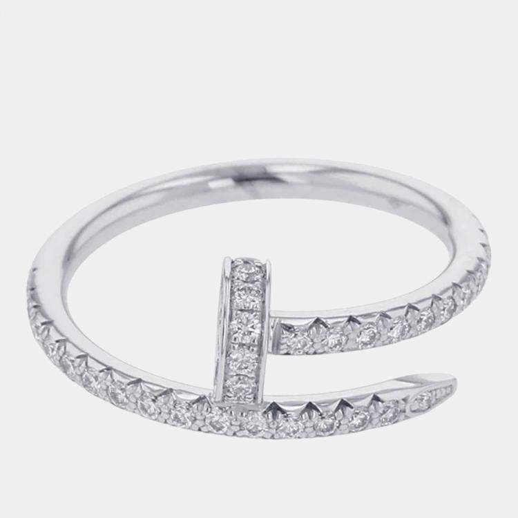 Pre Owned Cartier Juste Un Clou 18K White Gold and Diamond Ring EU 47