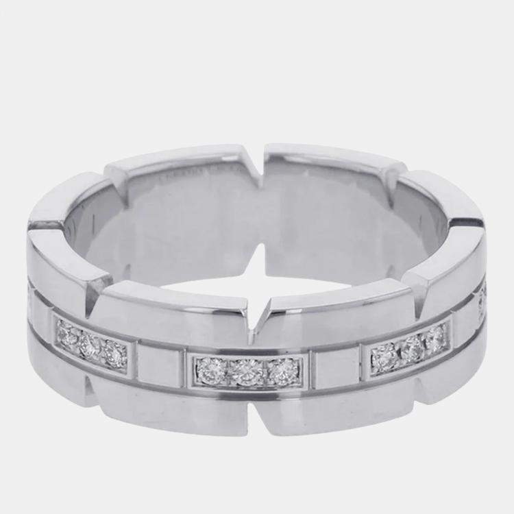 Pre Owned Cartier Tank Francaise 18K White Gold and Diamond Ring EU 51