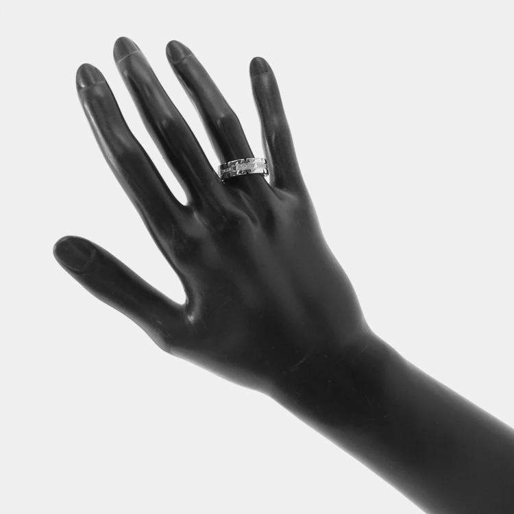 Pre Owned Cartier Tank Francaise 18K White Gold and Diamond Ring EU 51