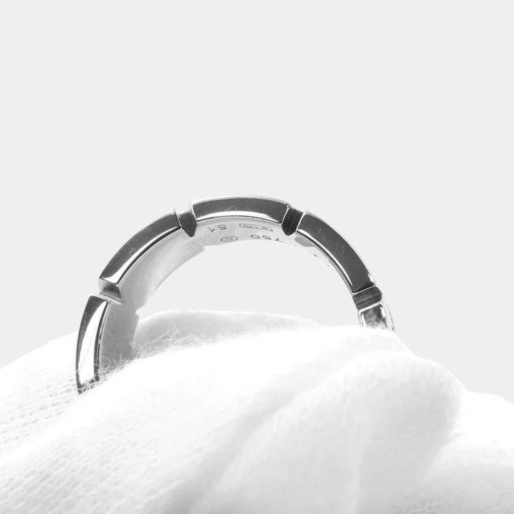 Pre Owned Cartier Tank Francaise 18K White Gold and Diamond Ring EU 51