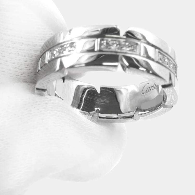 Pre Owned Cartier Tank Francaise 18K White Gold and Diamond Ring EU 51