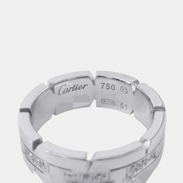 Pre Owned Cartier Tank Francaise 18K White Gold and Diamond Ring EU 51