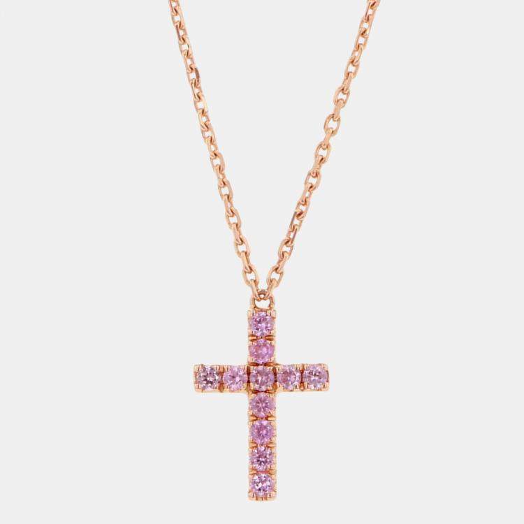 Pre Owned Cartier Cross 18K Rose Gold Pendant Necklace