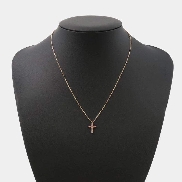 Pre Owned Cartier Cross 18K Rose Gold Pendant Necklace